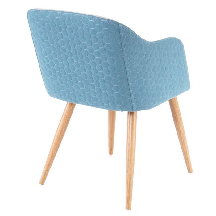Chaise de salle à manger MCW-D71 accoudoirs tissu textile gris clair-turquoise
