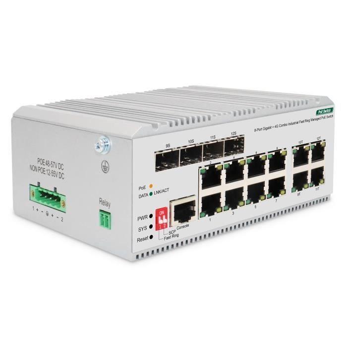 Switch di rete Digitus - 8 porte Gigabit Ethernet - PoE - Industriale - Gestito L2