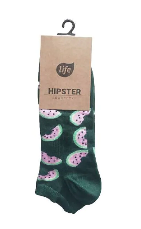 Life Hipster Stopki bawełniane, Zielone Arbuzy, rozm. 35-38