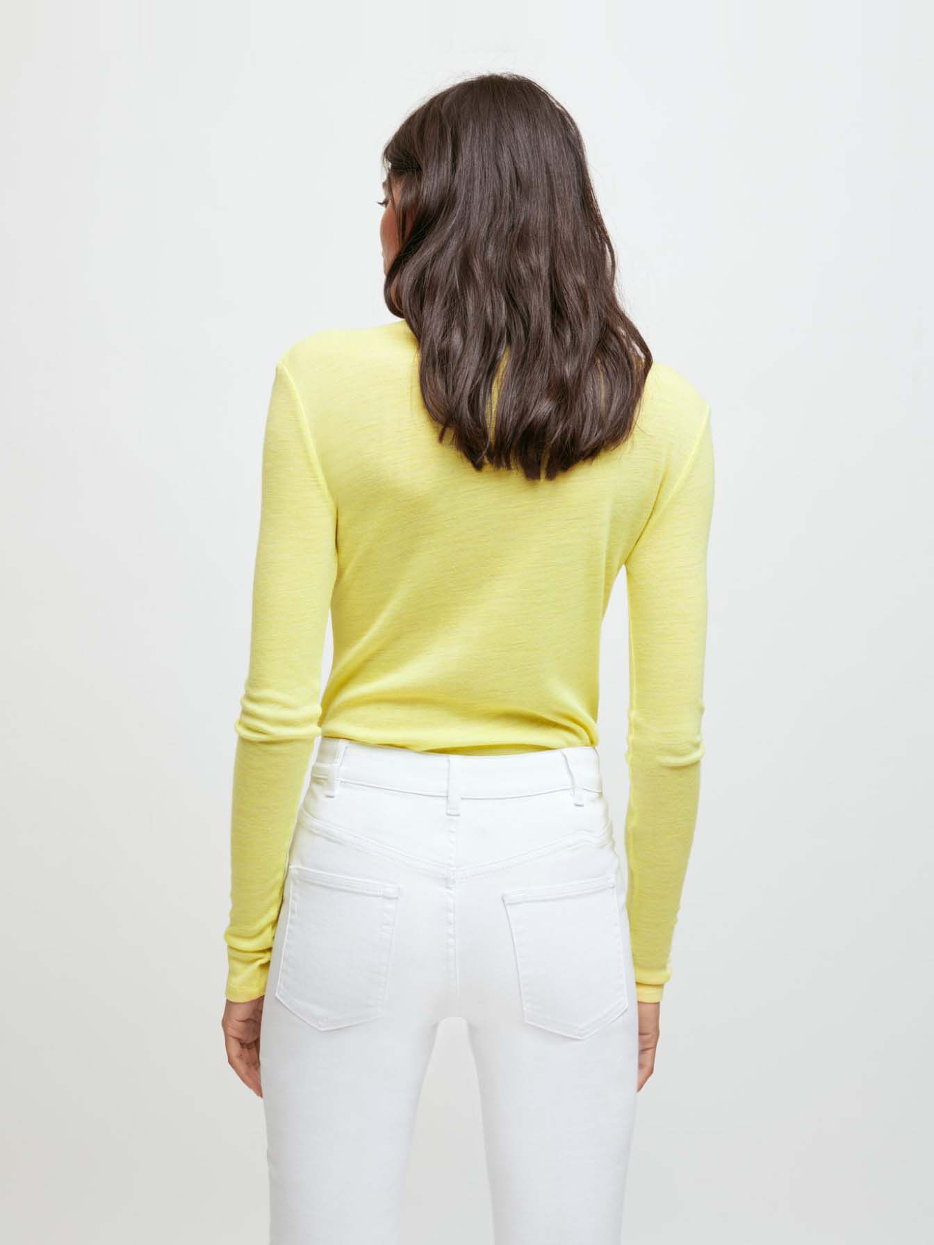 Tricou din lână și viscoză - Galben