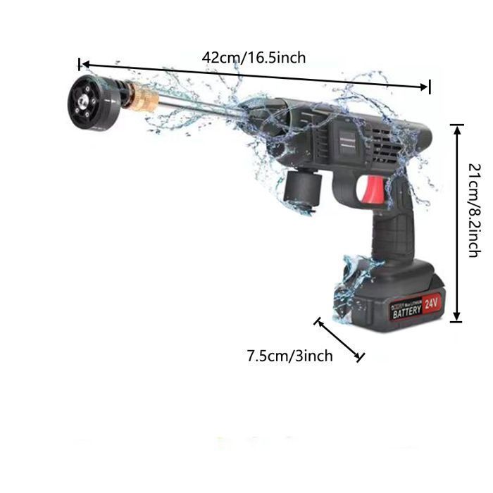 Pistolet Haute Pression - TANBABY - 600W - 2 Batteries 2000mAh - Buse 3 en 1 - Portable sans Fil