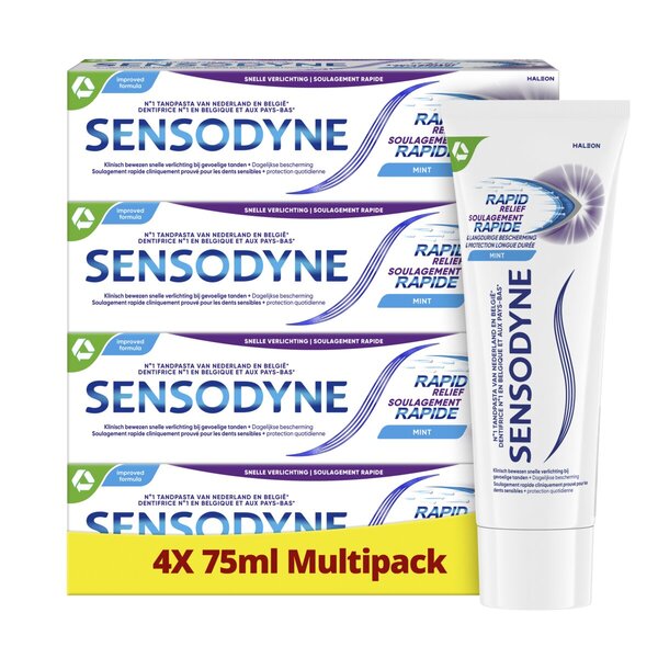 Sensodyne tp Rapid Relief 4 db-os kiszerelés<br>Orvostechnikai eszköz - 4 x 75 ml