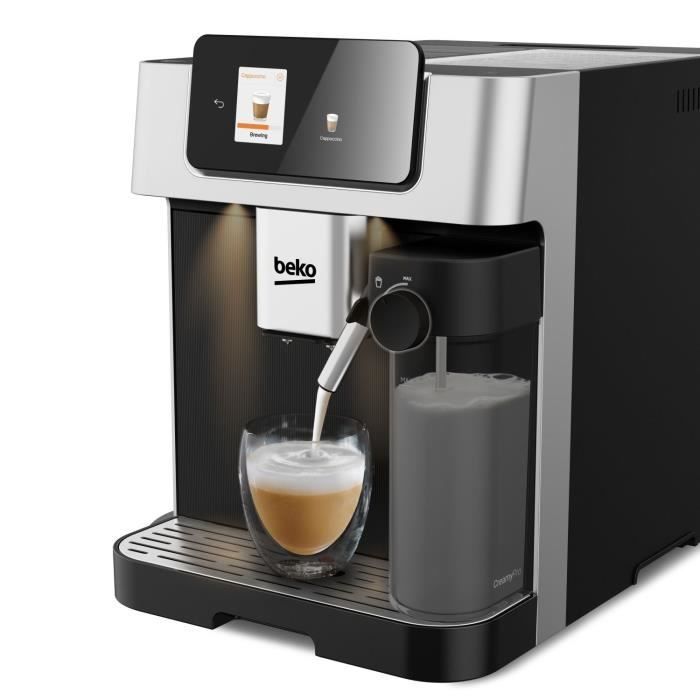 Cafetera con molinillo - BEKO - CEG7348X - 1350 W - 250 g de granos - Negro/Plata