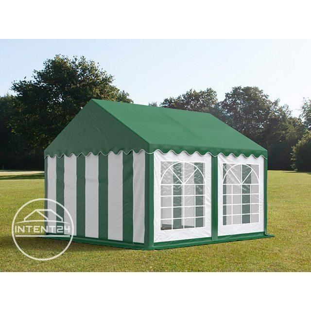 Toolport Gazebo/Party Tent 4x4 m PVC approx. 500g/m² green white waterproof