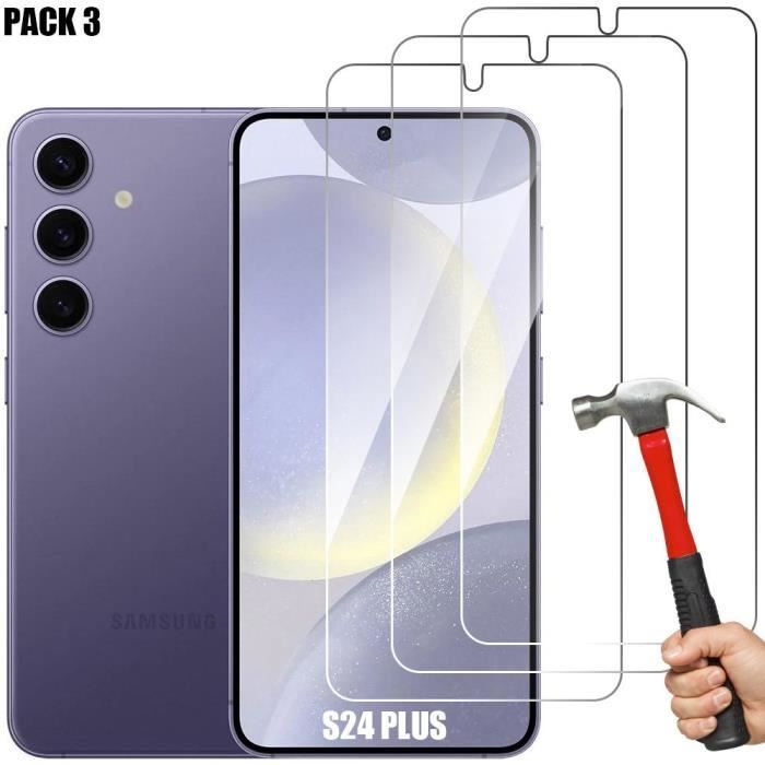 Protector de pantalla de vidrio templado para Samsung Galaxy S24 Plus - Fácil instalación - Resistente a rayones - Paquete de 3