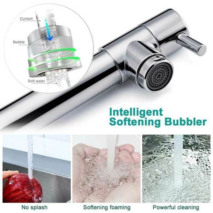 JUNSOTTOR Kitchen Faucet - Flexible Pull-Out Spray - 360° Swivel - Mixer Tap - Chrome