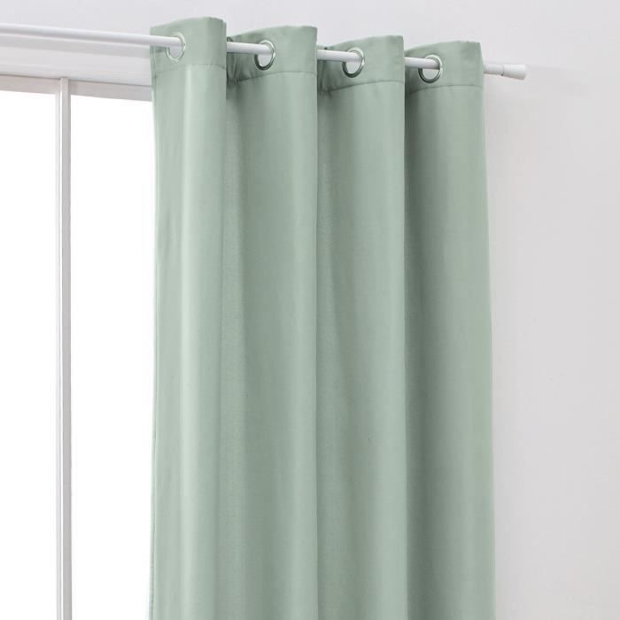 Cortina opaca TODAY con ojales, color verde liso, 140x240 cm