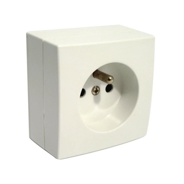 Enchufe Bel'Vue de superficie ZENITECH 2P+E de 16 A - Blanco