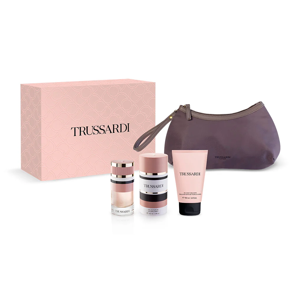 Trussardi COFANETTO New Feminine Deluxe  – Eau de Parfum + Body Emulsion + Beauty Bag - Cofanetto Profumo Donna, Eau de Parfum, Latte Corpo