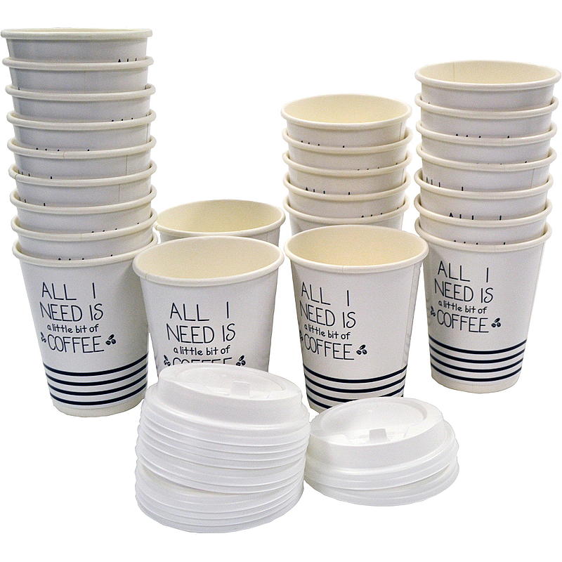 Snabb kartongmugg med lock 24-pack 3 dl, med 12 lock