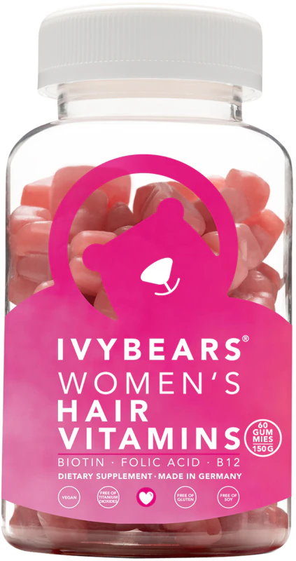 Ivy Bears - Suplemento vitamínico para cabelos femininos em formato de gomas para cabelos saudáveis e bonitos.