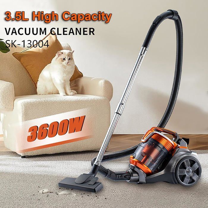 Bagless cylindrical vacuum cleaner, 3600 W, Powerful Carpet Cleaner, 1.8 Litre capacity, Vacuum cleaner for Home Use, Floor