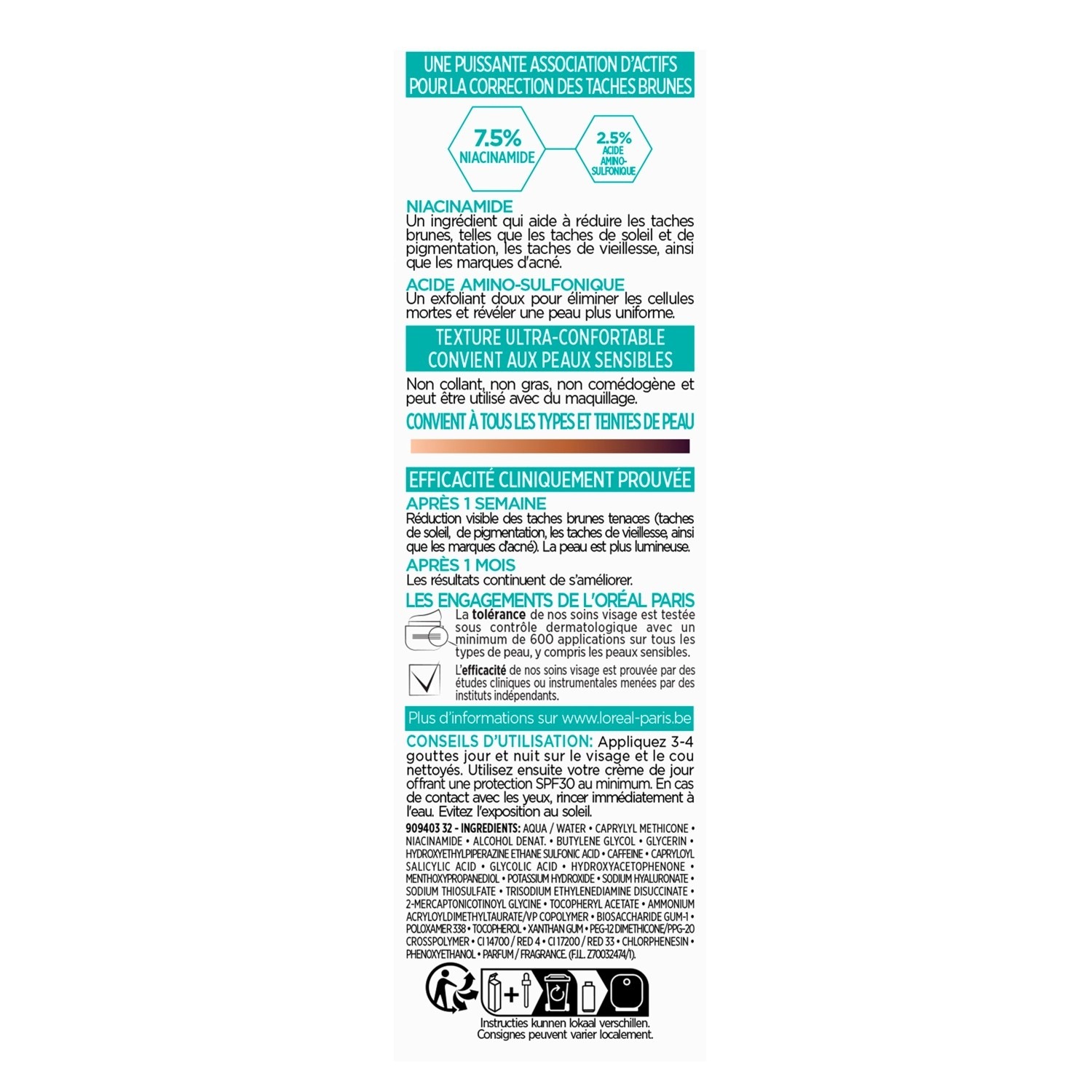 L'Oréal Paris Bright Reveal niacinamīda mitrinošais serums - 30 ml