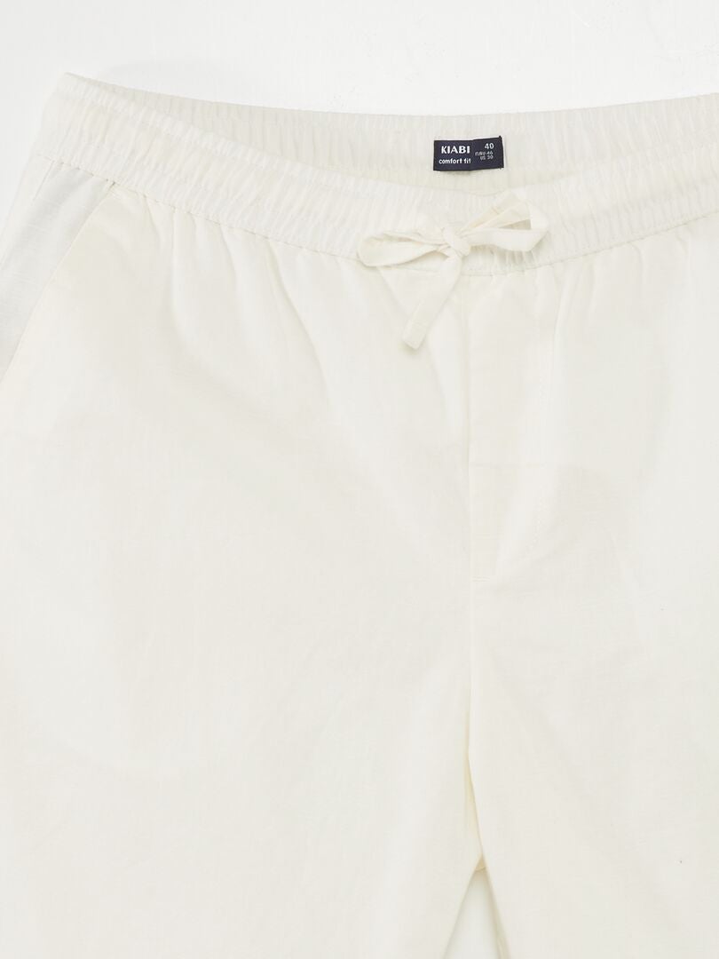 Chino shorts met wijde pijpen en linnen - WIT