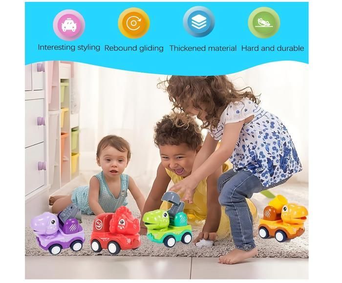 Toy Cars - 6 Pieces - Press and Go - Dinosaurs - For Children 1-3 Years Old