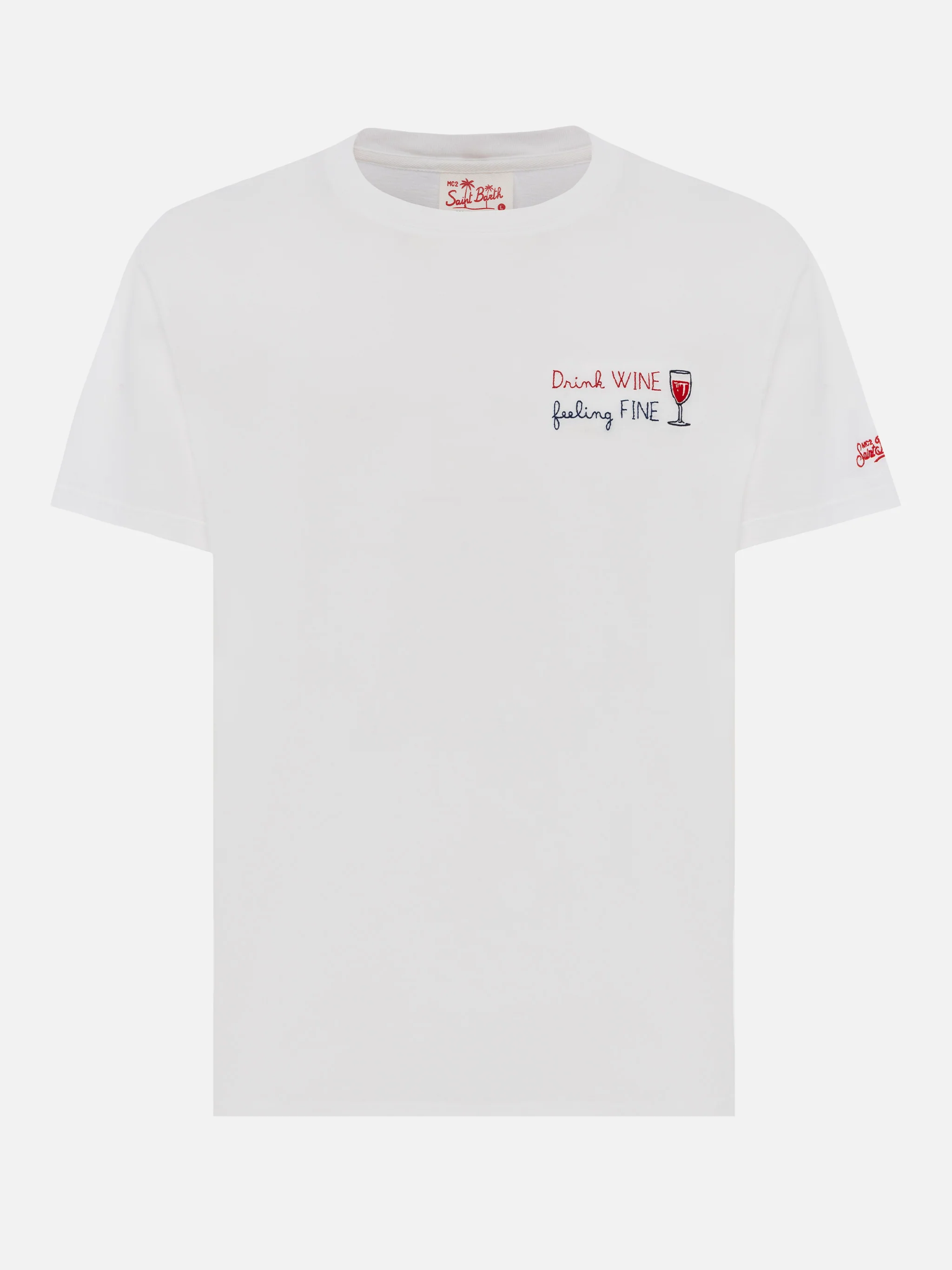 Portofino heren T-shirt van klassiek katoenen jersey met Drink-borduurwerk.