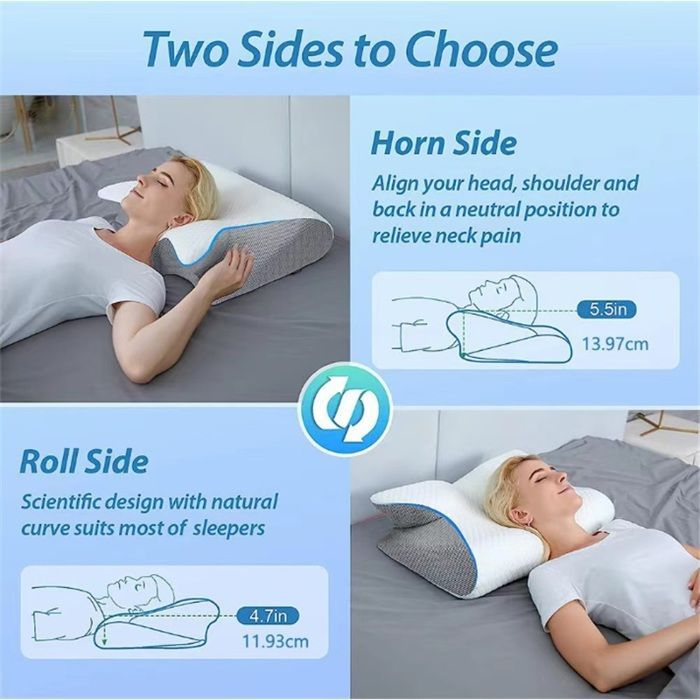Almohada ergonómica para la apnea del sueño, almohada anti-apnea del sueño, almohada ergonómica de espuma viscoelástica para la apnea del sueño, color gris.