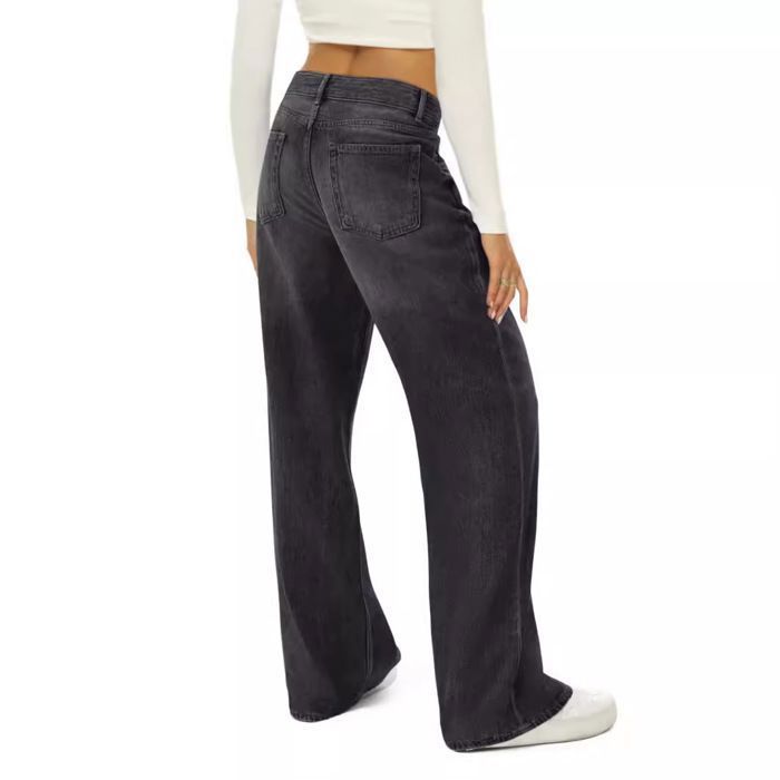 Jeans da donna - Neri - Non elasticizzati, comodi e casual, chiusura con cerniera