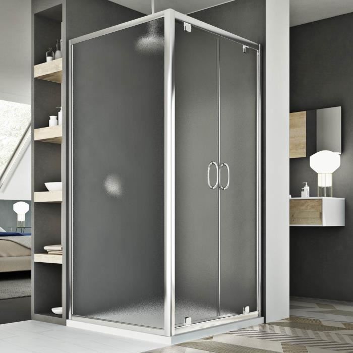 Shower Enclosure - Sintesi Duo - 90x90 - Grey - Glass - Square