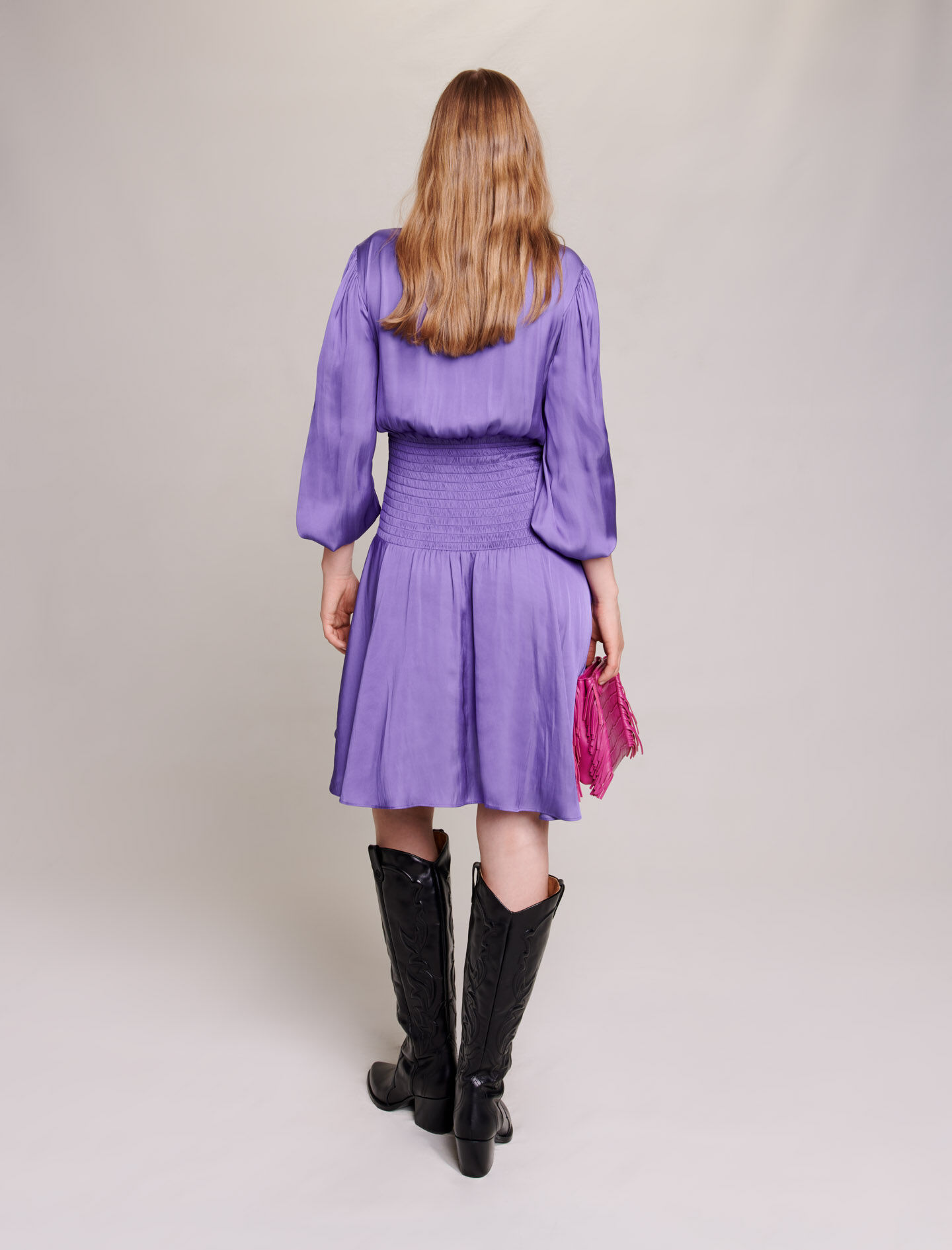 Rochie scurtă din satin - Violet