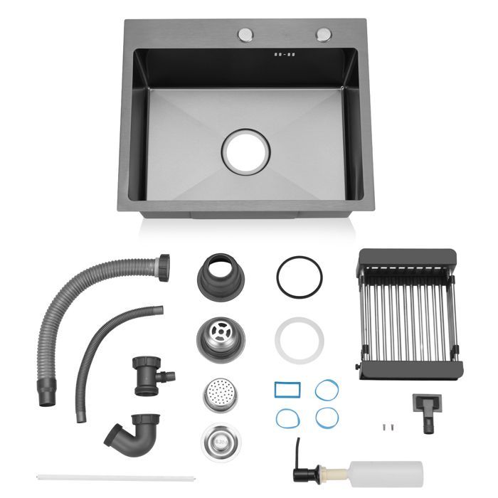Kitchen sink - DEWINNER - 55x45x19CM - Stainless steel - 1 bowl - Dispenser & basket