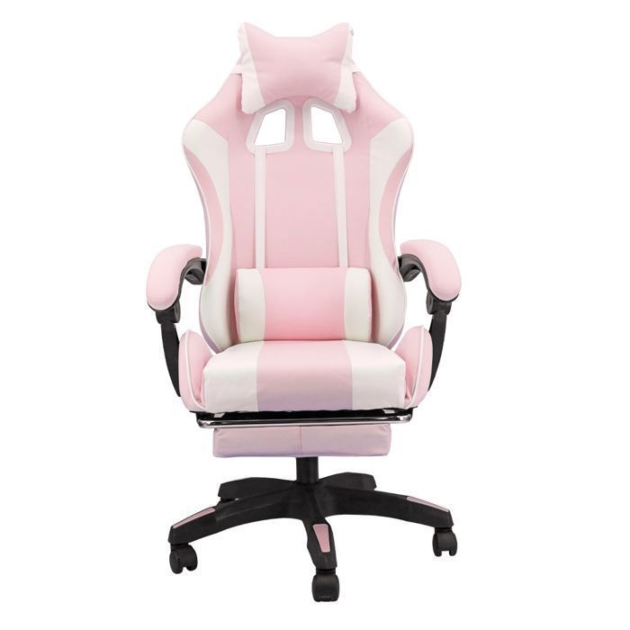 Chaise Gaming, Siège de Bureau réglable, Fauteuil Gaming avec Repose-Pieds télescopique (Pink et Blanc)