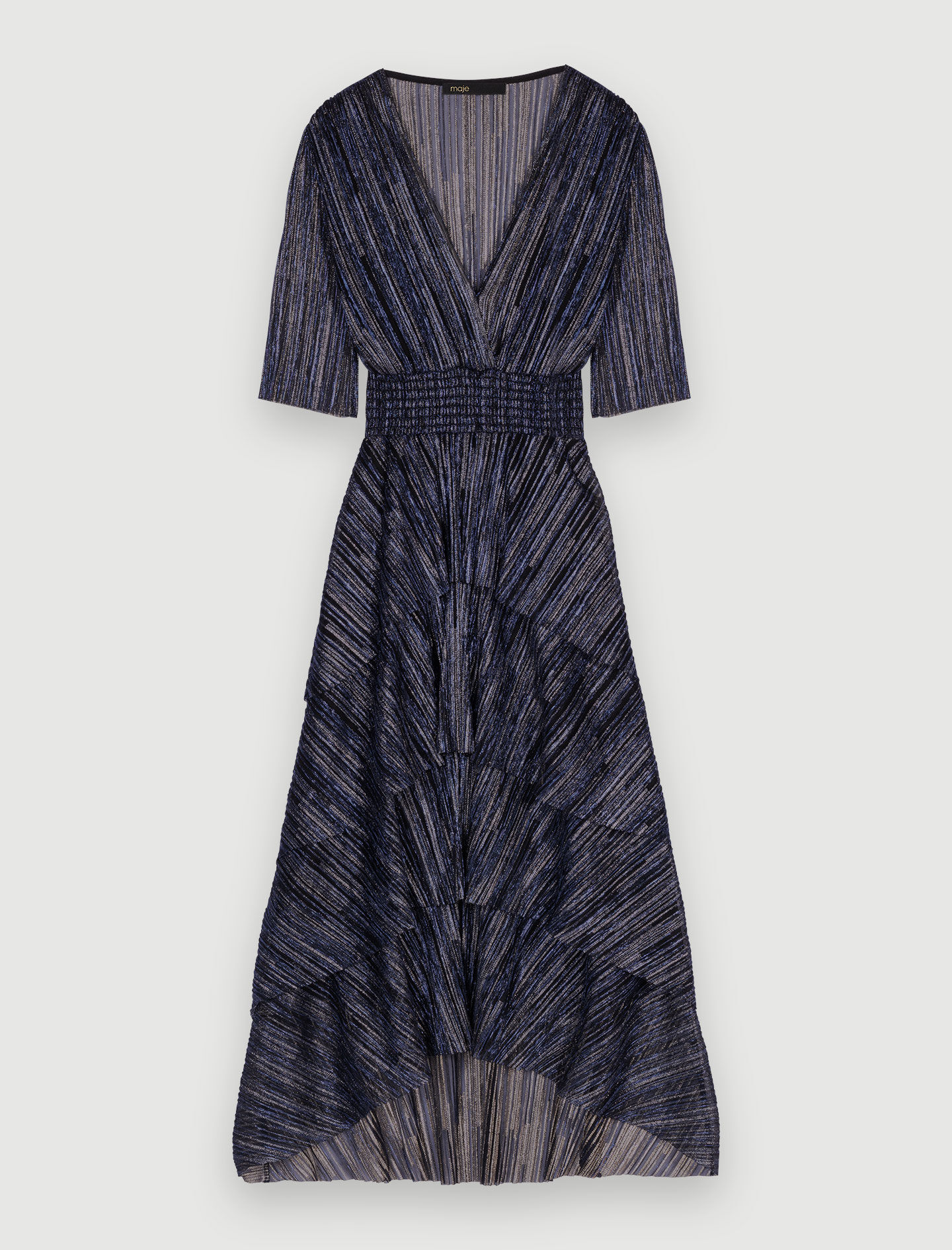 Jurk met volle lamé-ruches - Marineblauw