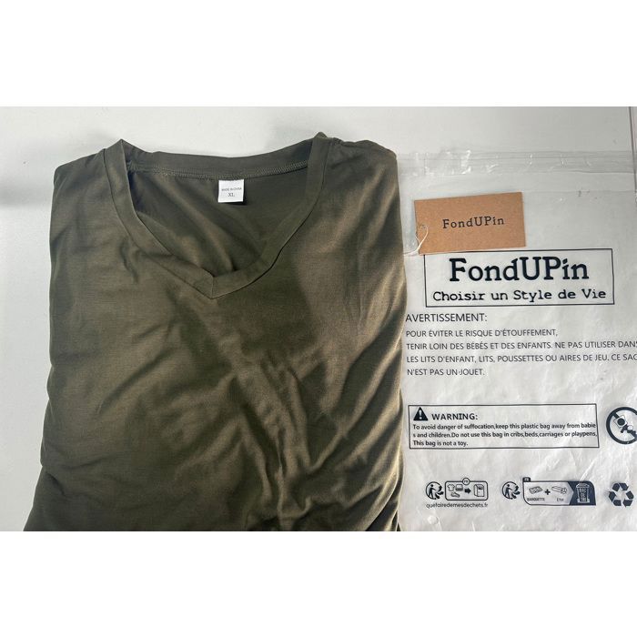 Camiseta de hombre, camiseta informal con cuello en V, color liso, tallas grandes - Verde