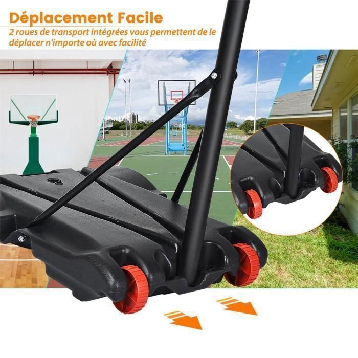 Aro de baloncesto independiente COSTWAY para niños y adultos, altura ajustable de 179 a 208 cm, para uso interior y exterior, con ruedas y 2 redes.