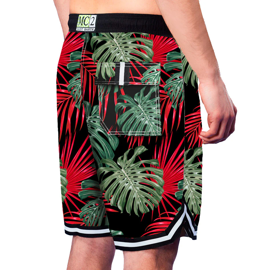 Costume da bagno con stampa tropicale stile surf