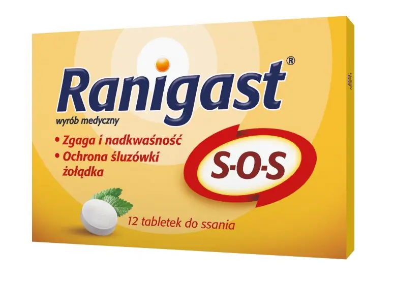 Ranigast S-O-S, Łagodzenie objawów refluksu żołądkowo-przełykowego, Tabletki do ssania