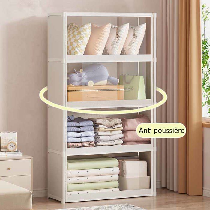 Estantería de 4 niveles, mueble alto para libros y decoración para salón, oficina o dormitorio, 64x30x139cm, blanca.