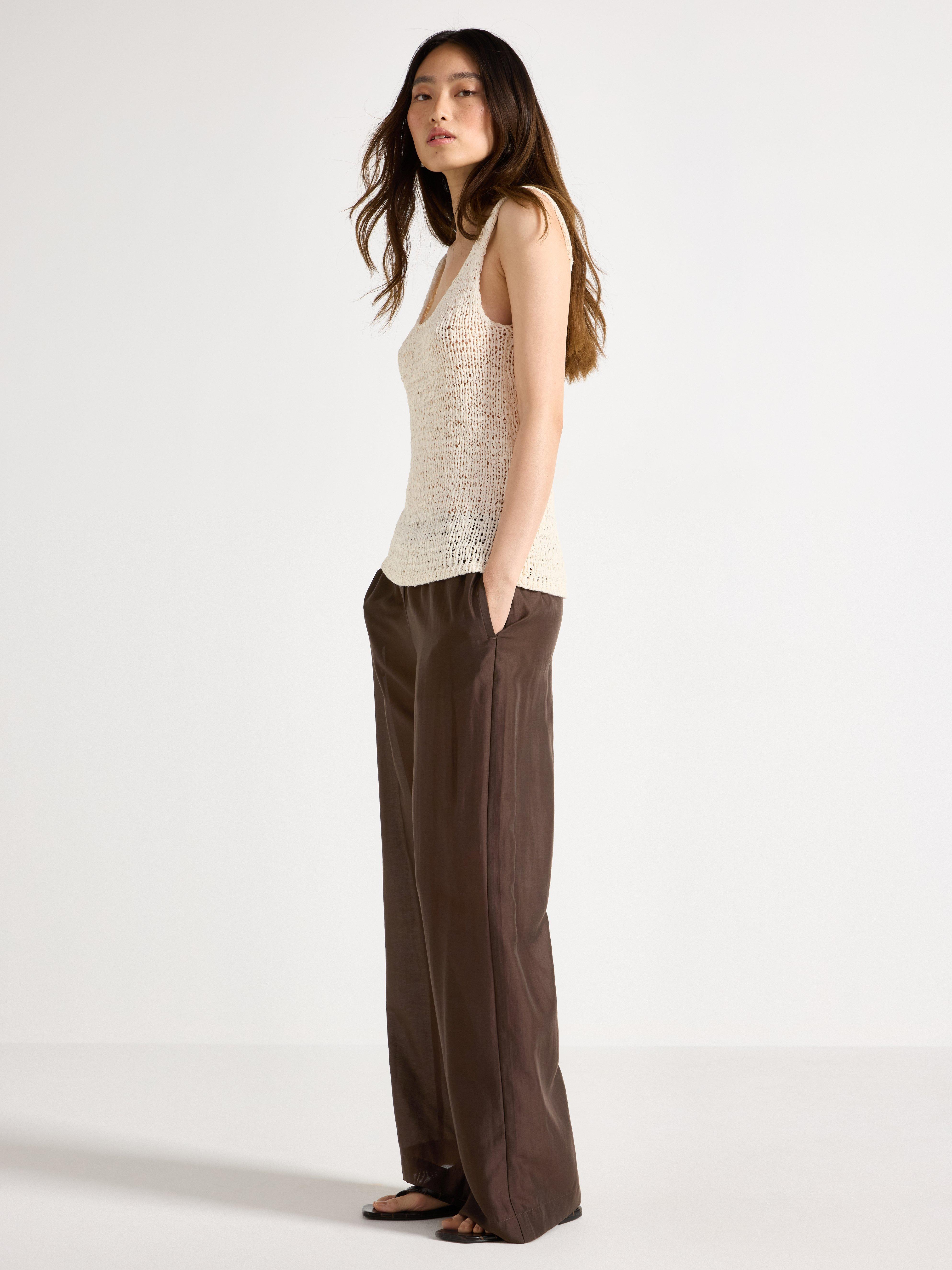 Stickat linne Off White