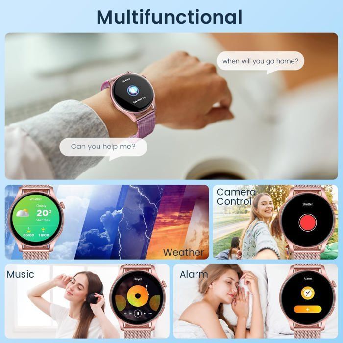 Montre Connectée Femme Avec Appels - Smartwatch Écran Amoled 1,43