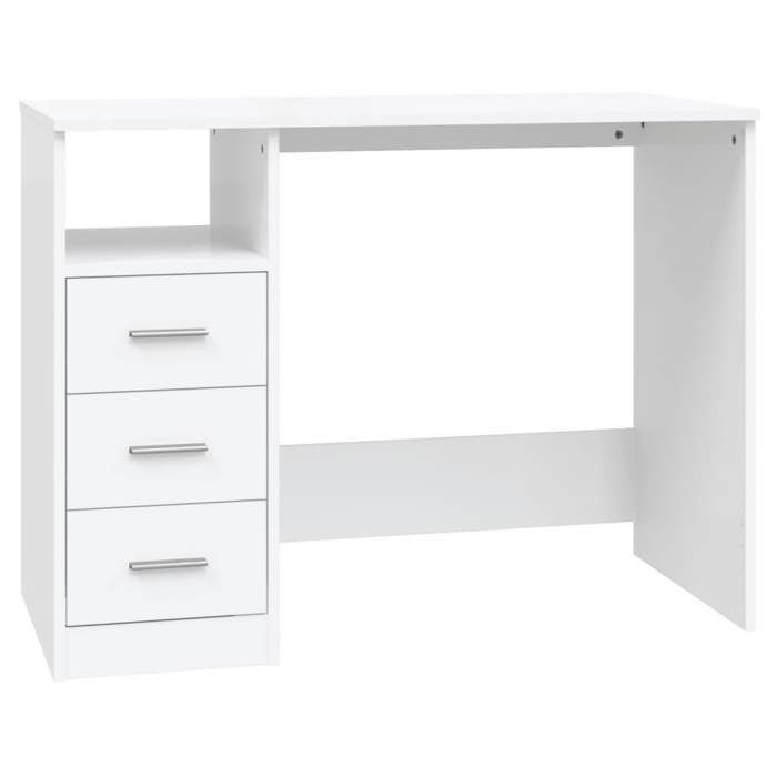vidaXL Schreibtisch mit Schubladen, Weiß, 102x50x76 cm, Holzwerkstoff, 823032