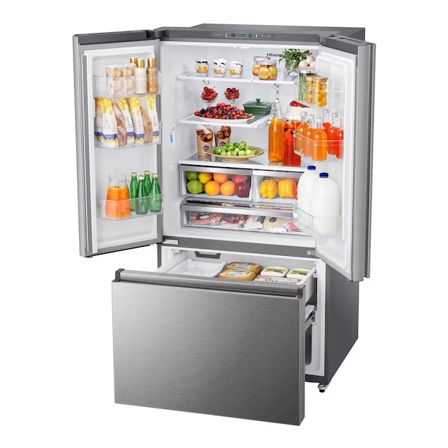 Hisense French-Door-Kühlschrank mit 752 Litern Nutzinhalt und Eiswürfelbereiter (Edelstahl, fingerabdruckresistent) ENERGY STAR®