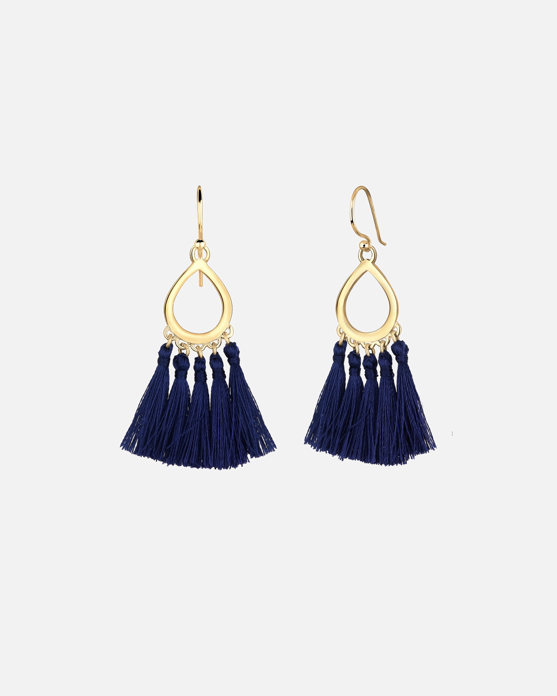 Elli Forme de Goutte Boho Festival Pompon Bleu Boucles d'Oreilles Femme (925/1000) Argent