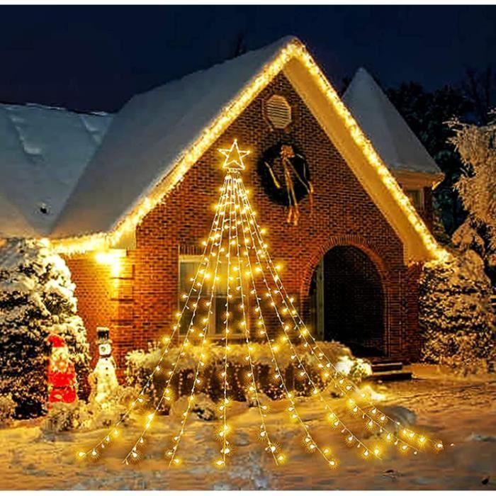 350 luci a cascata a LED per albero di Natale, stelle e luci fatate impermeabili per esterni, ideali per feste e matrimoni.