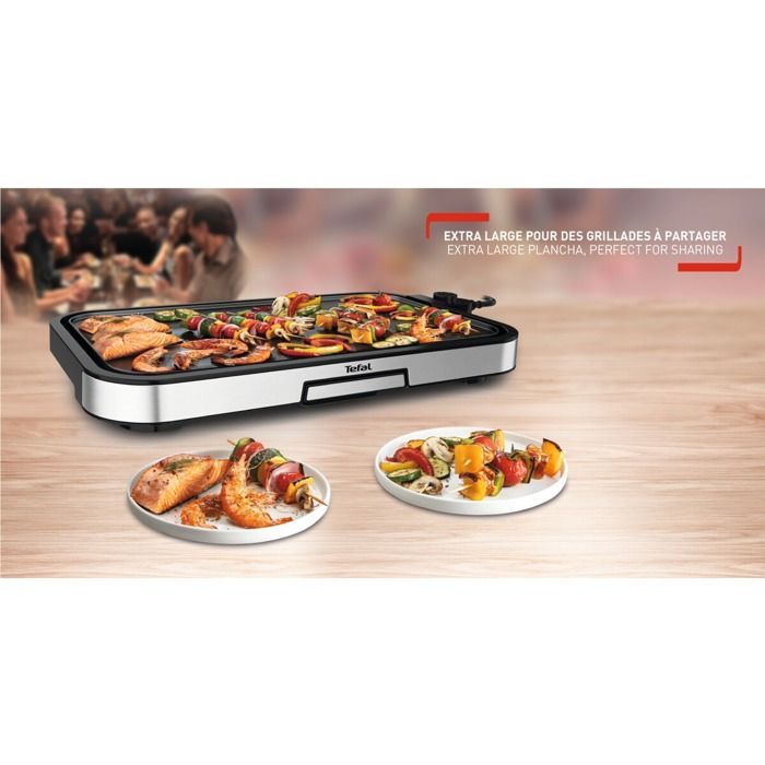 Tefal Giant Plancha XL Inox,12 personnes, Revêtement antiadhésif, 2300W CB631D10