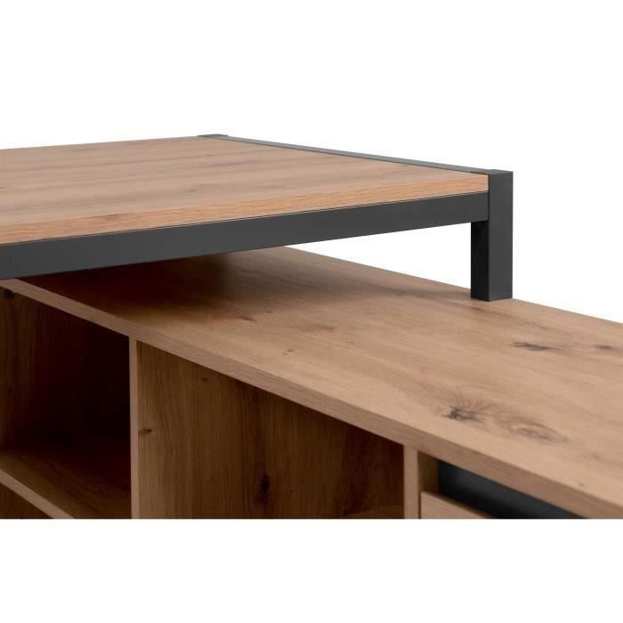 Bureau d'angle réversible Denver - Panneaux de particules - Coloris chêne artisan, anthracite - 139 x 75 x 139 cm