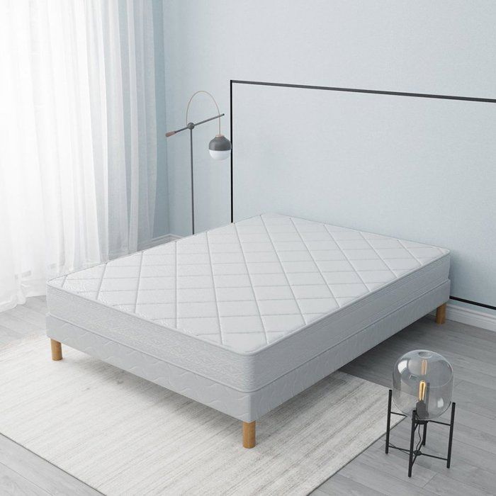 Base de cama + colchón Senso 140x200 cm | Altura 17 cm | Espuma de poliuretano | Tejido 100% poliéster | 4 patas | Confort