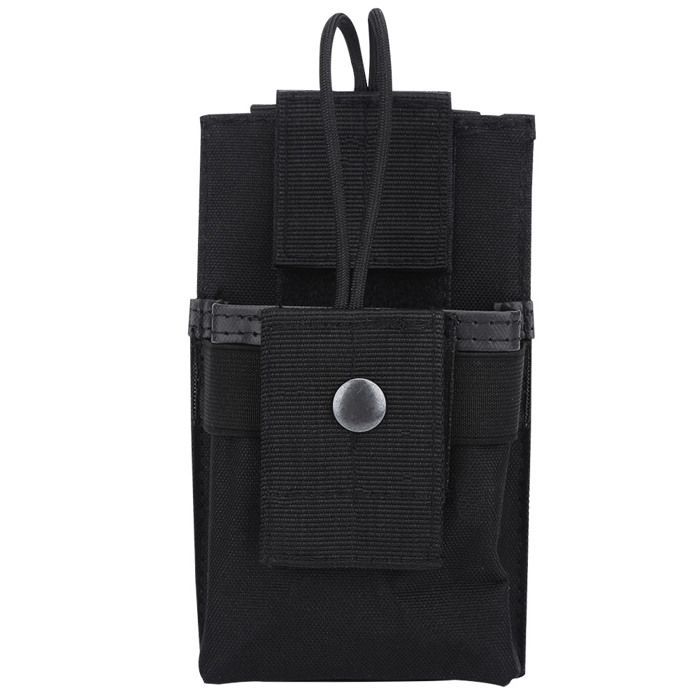 Custodia portatile in nylon per walkie-talkie, radio, ideale per sport all'aria aperta, colore nero.