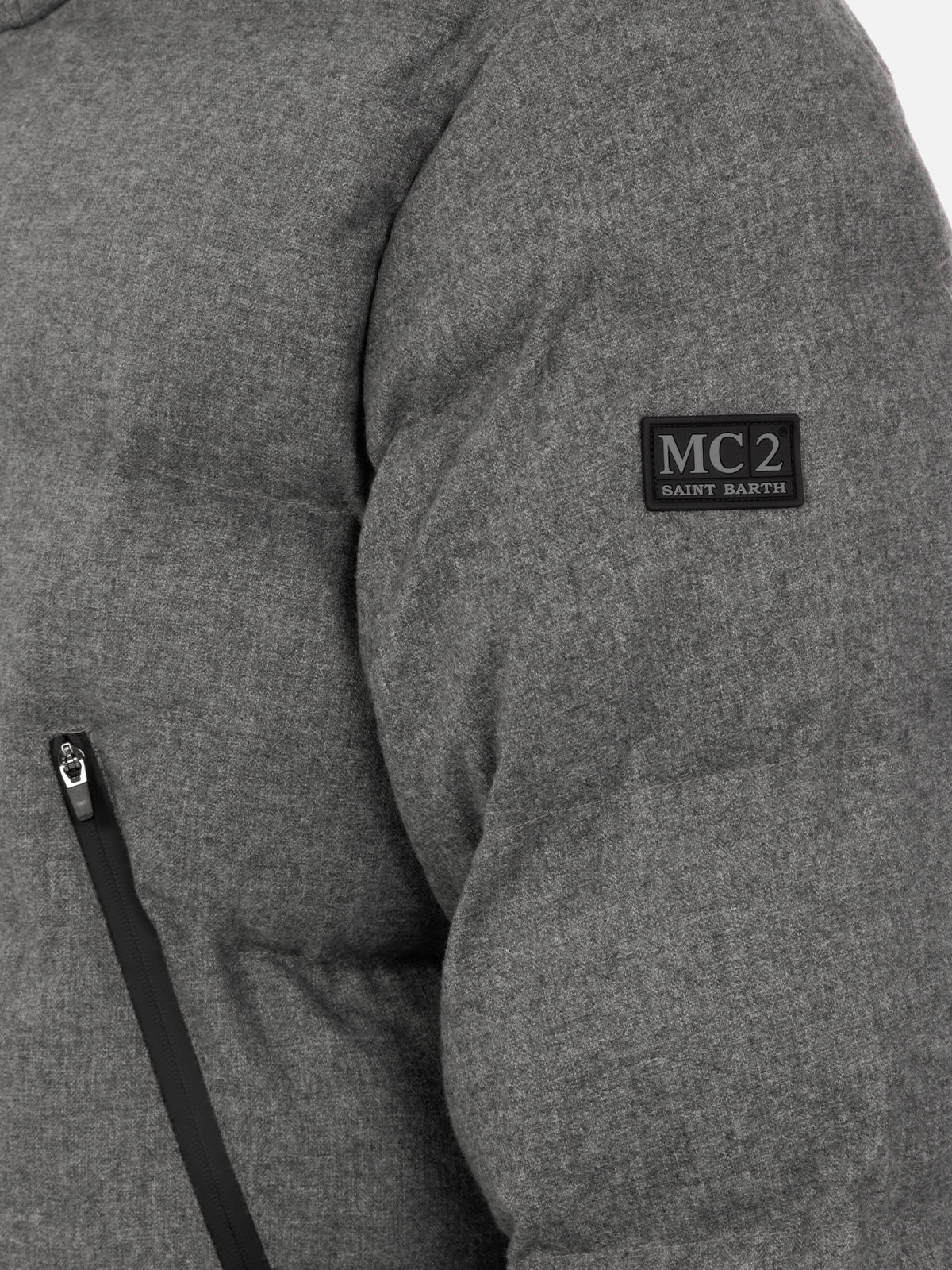 Doudoune à capuche en flanelle grise chinée Maier pour homme