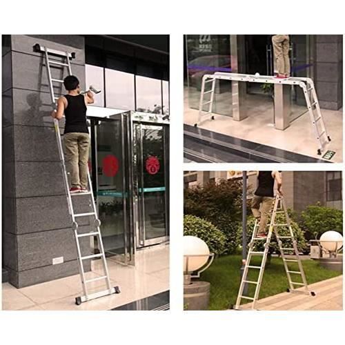 Escalera multifuncional - Aluminio - 4 x 4 - Carga máxima 150 kg - Altura máxima 4,7 m - Plegable