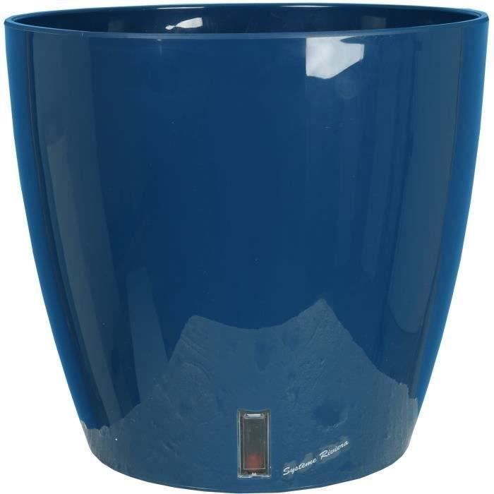 Pot de fleurs rond - RIVIERA - EVA NEW - Plastique - D45 x H45 cm - Bleu