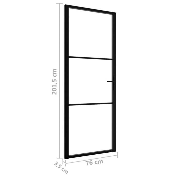 vidaXL Porte intérieure Verre ESG et aluminium 76x201,5 cm Noir 151198