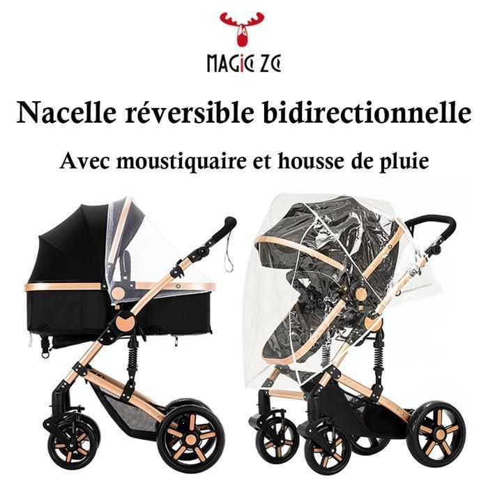 Poussette 3 en 1 Magic ZC Poussette bebe Poussette cosy voyag Poussette pour nouveau-né Poussette trio avec nacelle pliable un clic