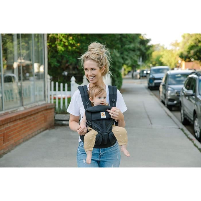 Ergobaby Omni 360 Cool Air Mesh Porte Bebe Ergonomique Et Physiologique Pour Nouveau Né, Dorsale Et Ventral, Black Tweed