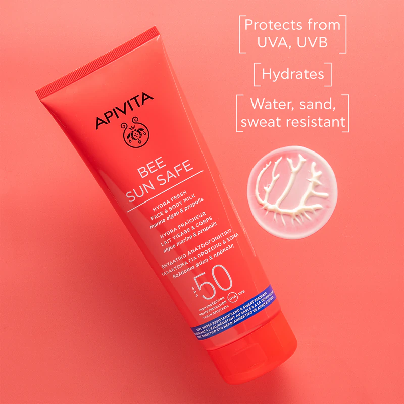 Apivita Bee Sun Safe Hydra Fresh Milk SPF50 opaľovací krém na tvár a telo SPF 50