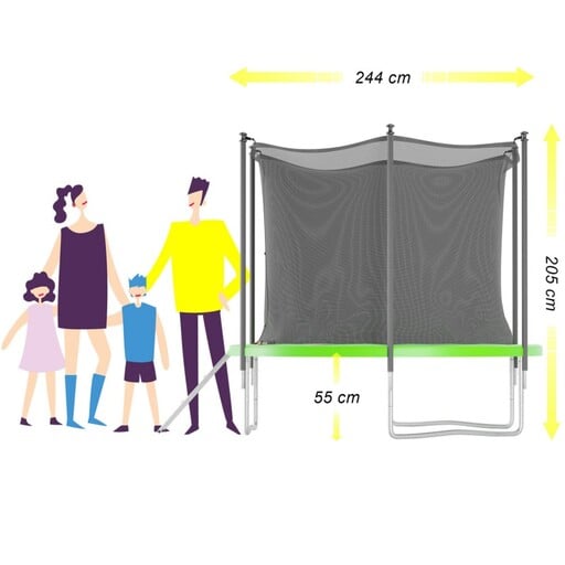  Uitschuifbaar bed 244 cm (8 ft) met binnennet, beschermend matras en ladder.